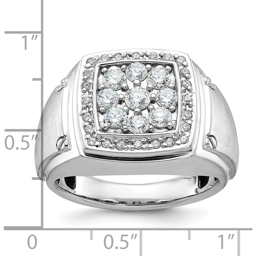14K Two-Tone Men's Diamond Cluster Ring with 1 Carat Natural Round Diamonds and Satin Finish by IBGoodman