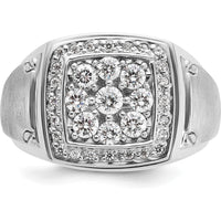 14K Two-Tone Men's Diamond Cluster Ring with 1 Carat Natural Round Diamonds and Satin Finish by IBGoodman