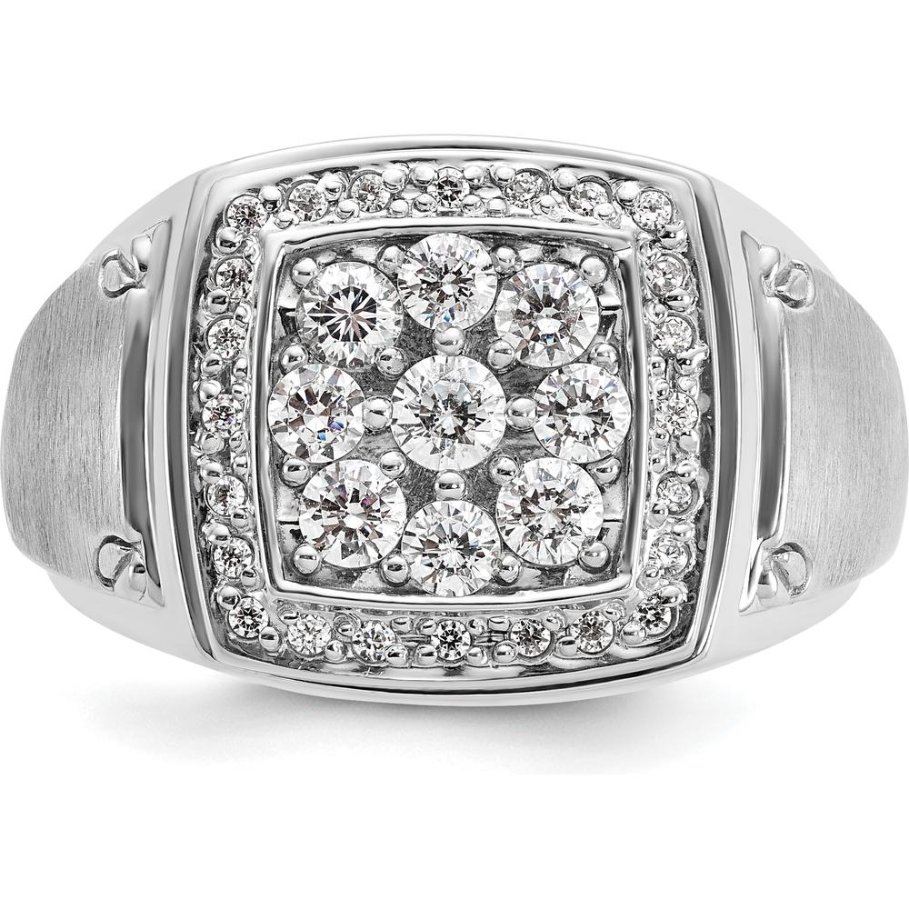 14K Two-Tone Men's Diamond Cluster Ring with 1 Carat Natural Round Diamonds and Satin Finish by IBGoodman