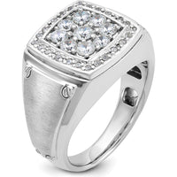 14K Two-Tone Men's Diamond Cluster Ring with 1 Carat Natural Round Diamonds and Satin Finish by IBGoodman
