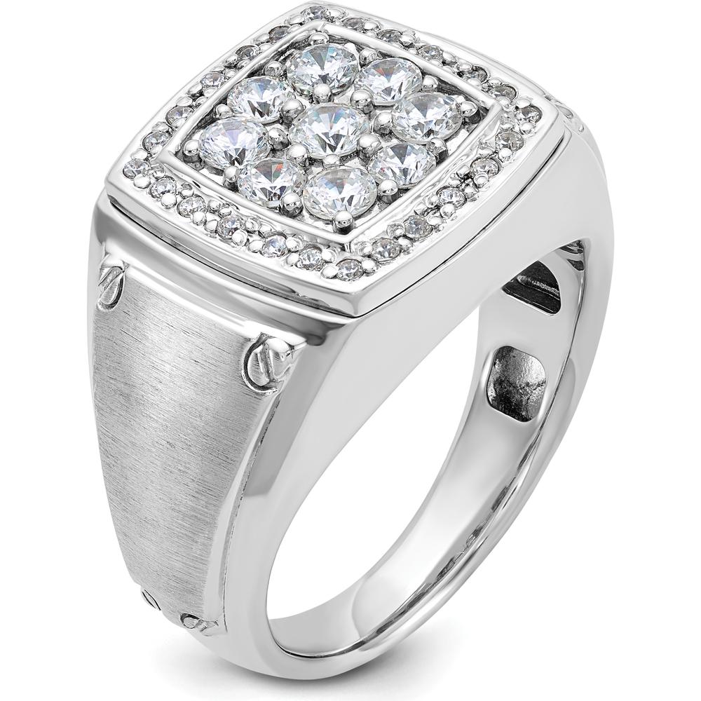 14K Two-Tone Men's Diamond Cluster Ring with 1 Carat Natural Round Diamonds and Satin Finish by IBGoodman