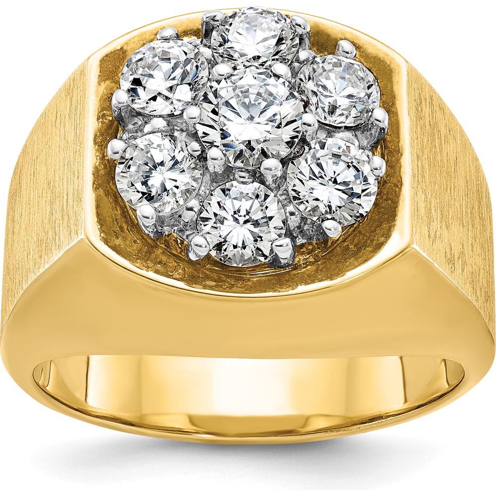 14K Two-Tone Men's Diamond Cluster Ring with 6 Round Diamonds - 0.70 Carats Total Diamond Weight by IBGoodman