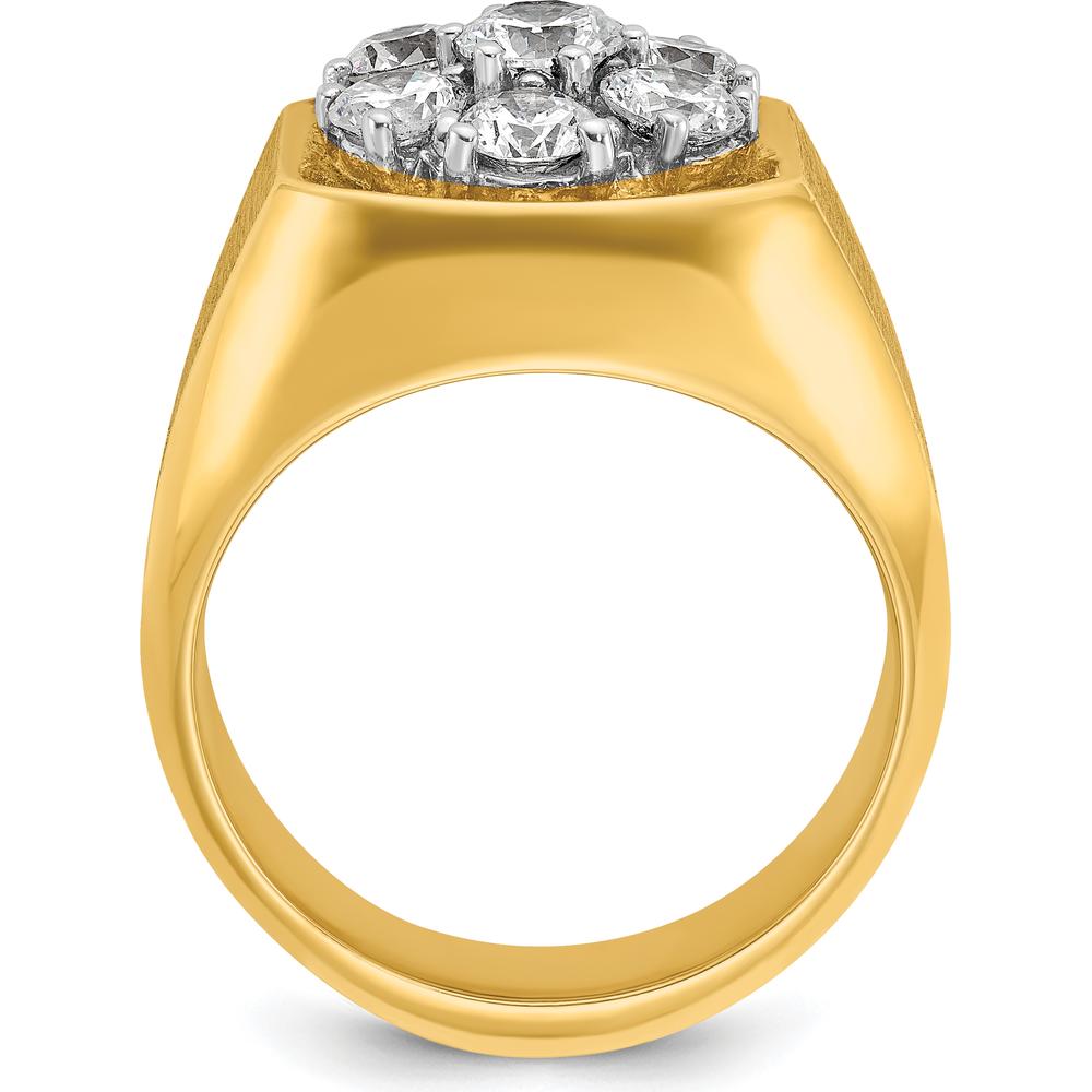 14K Two-Tone Men's Diamond Cluster Ring with 6 Round Diamonds - 0.70 Carats Total Diamond Weight by IBGoodman