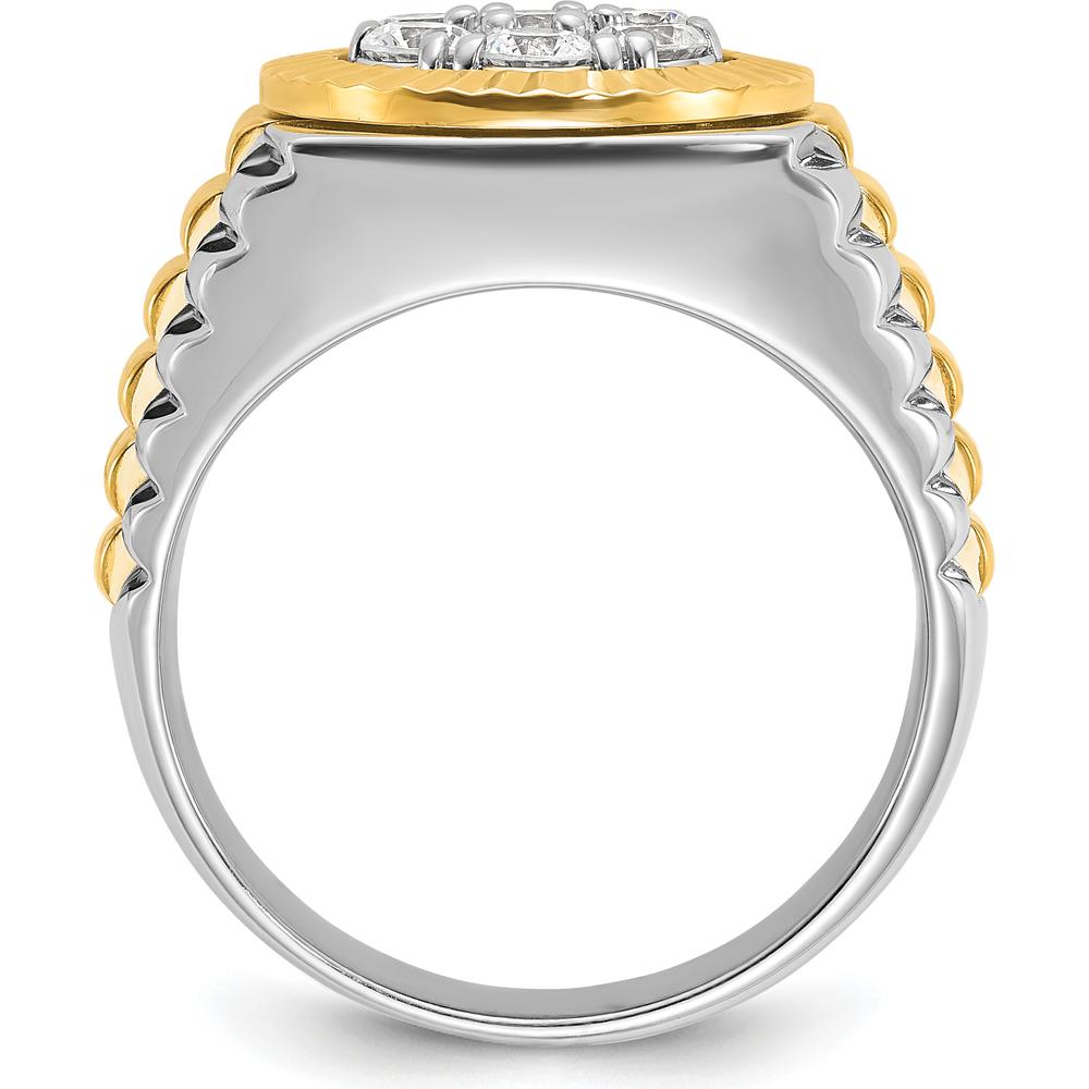 14K Two-Tone Men's Diamond Cluster Ring with 7 Round Diamonds - 0.15 Carats Total Diamond Weight by IBGoodman