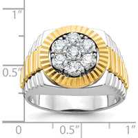 14K Two-Tone Men's Diamond Cluster Ring with 7 Round Diamonds - 0.15 Carats Total Diamond Weight by IBGoodman