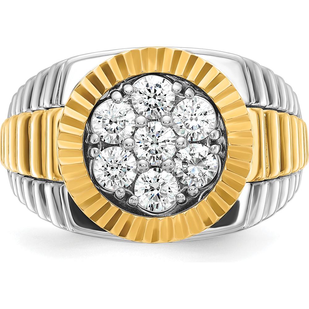 14K Two-Tone Men's Diamond Cluster Ring with 7 Round Diamonds - 0.15 Carats Total Diamond Weight by IBGoodman