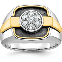 14K Two-Tone Men's Diamond Cluster Ring with Black Rhodium - 1/2 Carat Total Diamond Weight by IBGoodman