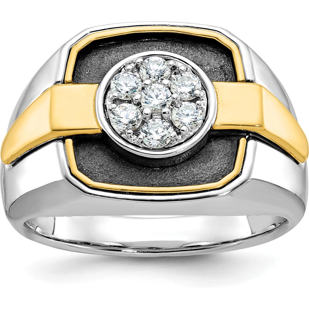 14K Two-Tone Men's Diamond Cluster Ring with Black Rhodium - 1/2 Carat Total Diamond Weight by IBGoodman