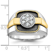 14K Two-Tone Men's Diamond Cluster Ring with Black Rhodium - 1/2 Carat Total Diamond Weight by IBGoodman