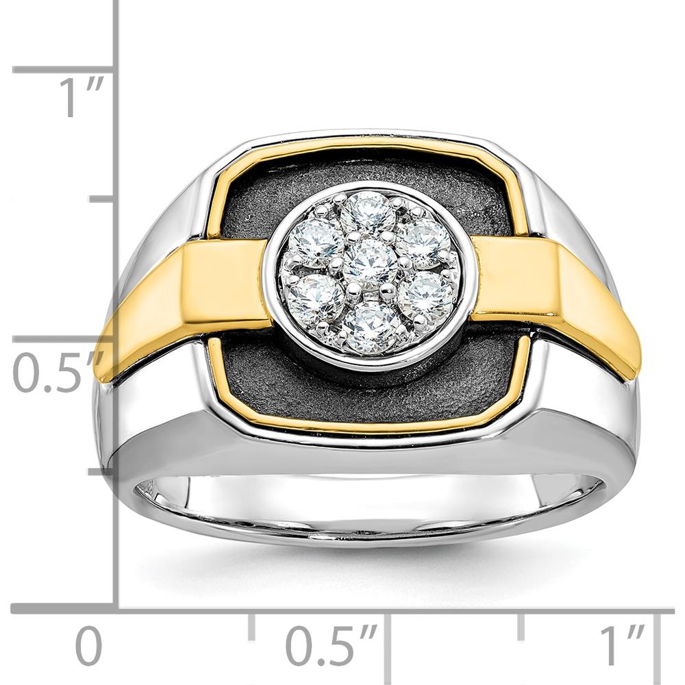 14K Two-Tone Men's Diamond Cluster Ring with Black Rhodium - 1/2 Carat Total Diamond Weight by IBGoodman