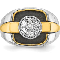14K Two-Tone Men's Diamond Cluster Ring with Black Rhodium - 1/2 Carat Total Diamond Weight by IBGoodman