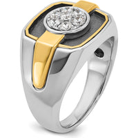 14K Two-Tone Men's Diamond Cluster Ring with Black Rhodium - 1/2 Carat Total Diamond Weight by IBGoodman