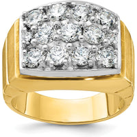 14K Two-Tone Men's Diamond Cluster Ring with Faceted Round Diamonds - 0.99 Carats Total Diamond Weight by IBGoodman