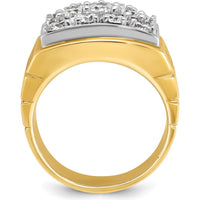14K Two-Tone Men's Diamond Cluster Ring with Faceted Round Diamonds - 0.99 Carats Total Diamond Weight by IBGoodman