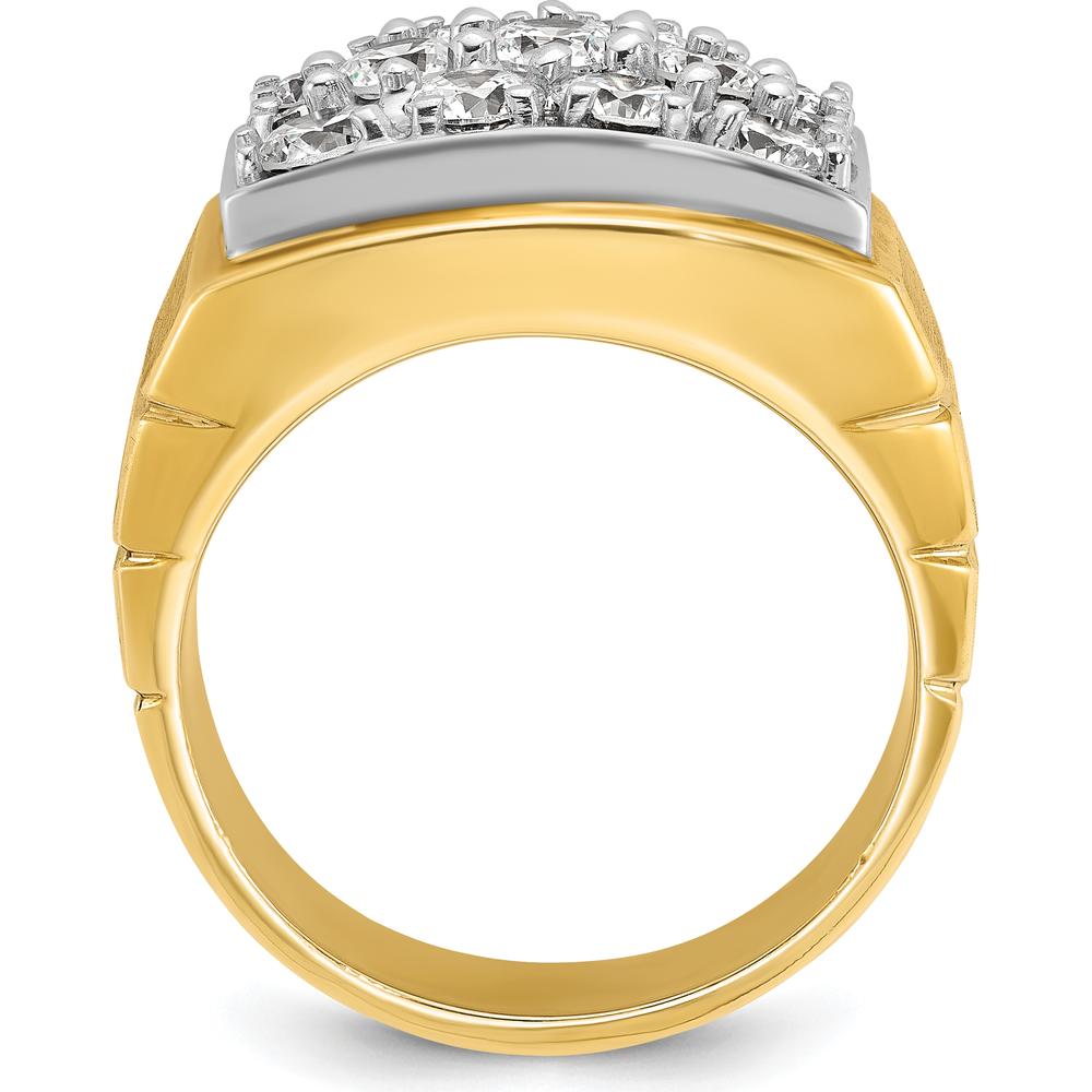 14K Two-Tone Men's Diamond Cluster Ring with Faceted Round Diamonds - 0.99 Carats Total Diamond Weight by IBGoodman