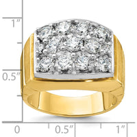 14K Two-Tone Men's Diamond Cluster Ring with Faceted Round Diamonds - 0.99 Carats Total Diamond Weight by IBGoodman