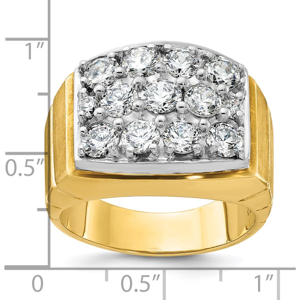 14K Two-Tone Men's Diamond Cluster Ring with Faceted Round Diamonds - 0.99 Carats Total Diamond Weight by IBGoodman