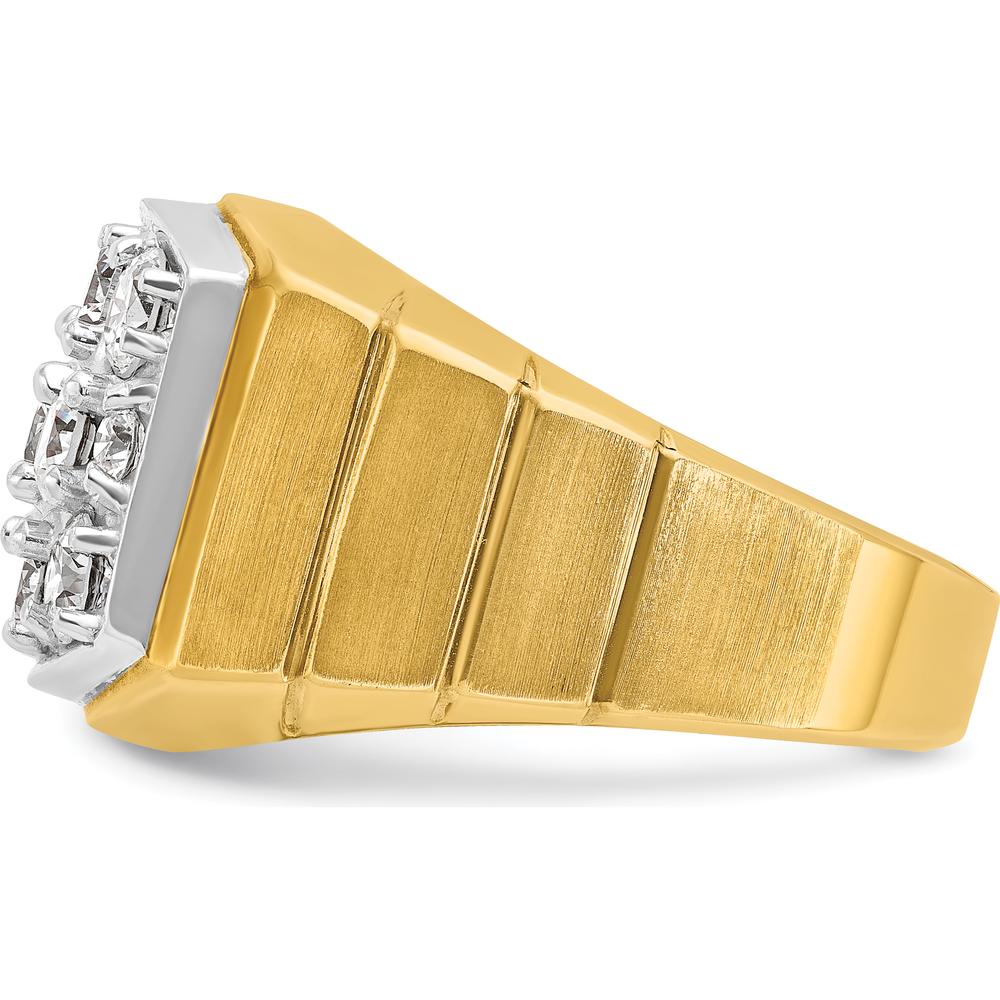 14K Two-Tone Men's Diamond Cluster Ring with Faceted Round Diamonds - 0.99 Carats Total Diamond Weight by IBGoodman