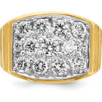14K Two-Tone Men's Diamond Cluster Ring with Faceted Round Diamonds - 0.99 Carats Total Diamond Weight by IBGoodman