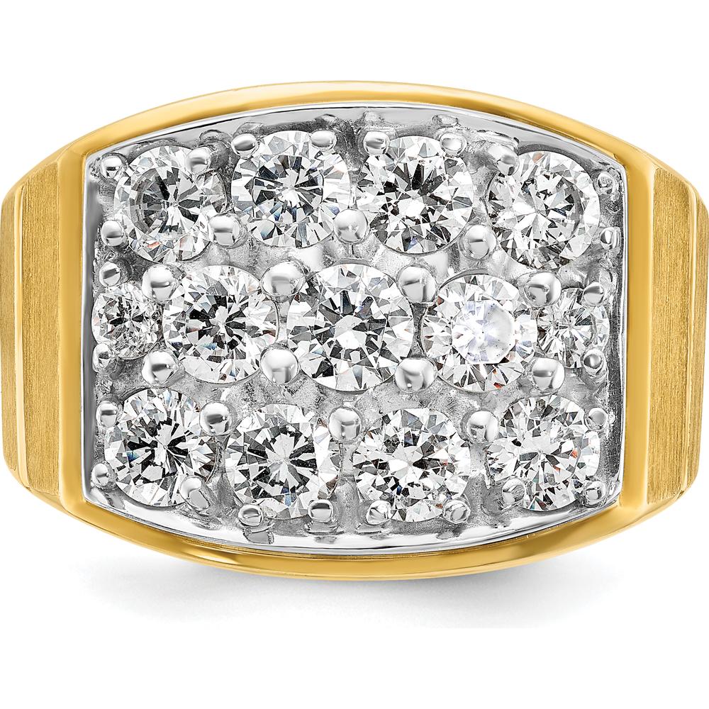 14K Two-Tone Men's Diamond Cluster Ring with Faceted Round Diamonds - 0.99 Carats Total Diamond Weight by IBGoodman