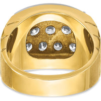 14K Two-Tone Men's Diamond Cluster Ring with Faceted Round Diamonds - 0.99 Carats Total Diamond Weight by IBGoodman