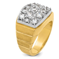 14K Two-Tone Men's Diamond Cluster Ring with Faceted Round Diamonds - 0.99 Carats Total Diamond Weight by IBGoodman