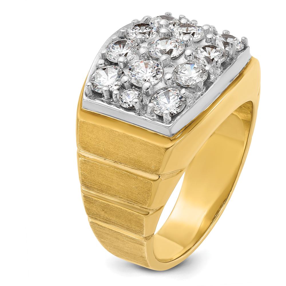 14K Two-Tone Men's Diamond Cluster Ring with Faceted Round Diamonds - 0.99 Carats Total Diamond Weight by IBGoodman