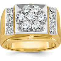 14K Two-Tone Men's Diamond Cluster Ring with Polished and Satin Finish - 2.0 Carats Total Diamond Weight by IBGoodman
