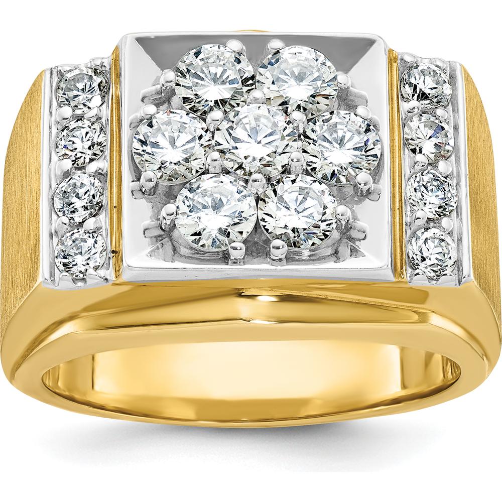 14K Two-Tone Men's Diamond Cluster Ring with Polished and Satin Finish - 2.0 Carats Total Diamond Weight by IBGoodman