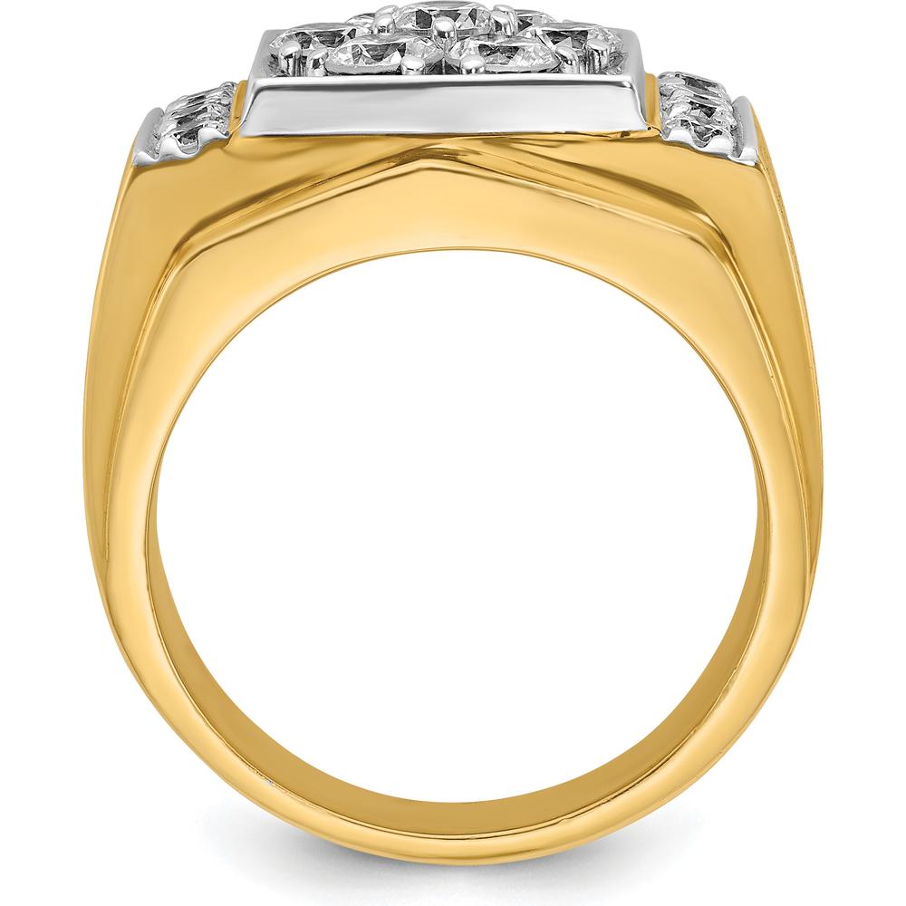 14K Two-Tone Men's Diamond Cluster Ring with Polished and Satin Finish - 2.0 Carats Total Diamond Weight by IBGoodman