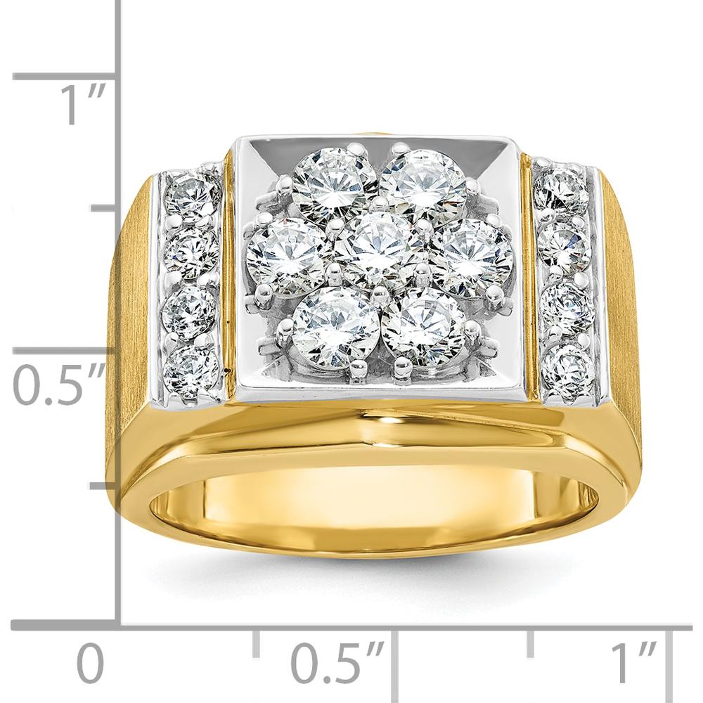 14K Two-Tone Men's Diamond Cluster Ring with Polished and Satin Finish - 2.0 Carats Total Diamond Weight by IBGoodman
