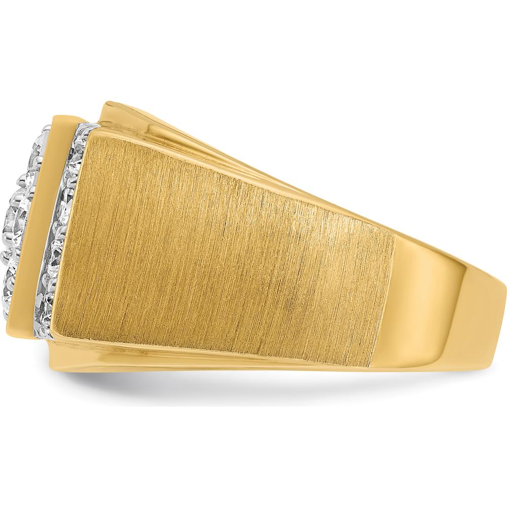14K Two-Tone Men's Diamond Cluster Ring with Polished and Satin Finish - 2.0 Carats Total Diamond Weight by IBGoodman