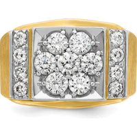 14K Two-Tone Men's Diamond Cluster Ring with Polished and Satin Finish - 2.0 Carats Total Diamond Weight by IBGoodman