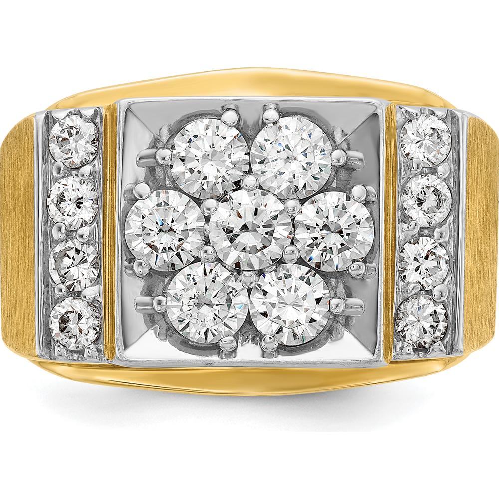 14K Two-Tone Men's Diamond Cluster Ring with Polished and Satin Finish - 2.0 Carats Total Diamond Weight by IBGoodman