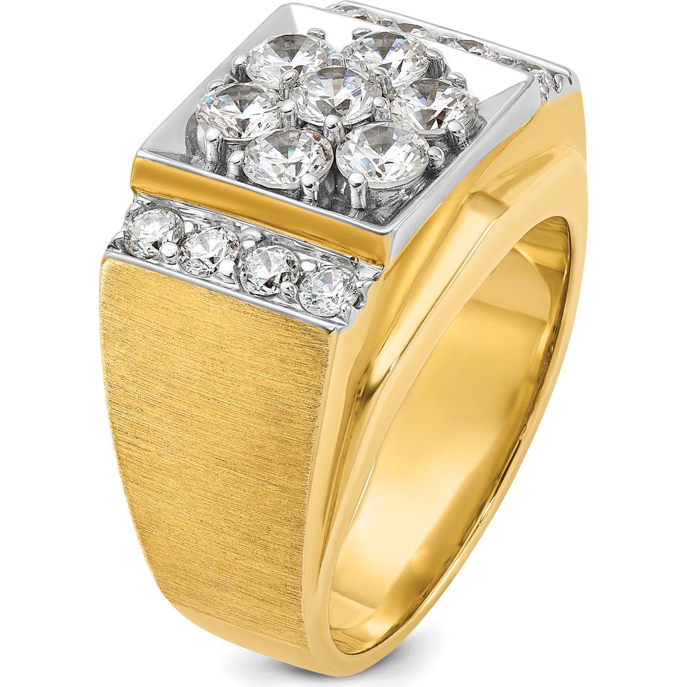 14K Two-Tone Men's Diamond Cluster Ring with Polished and Satin Finish - 2.0 Carats Total Diamond Weight by IBGoodman