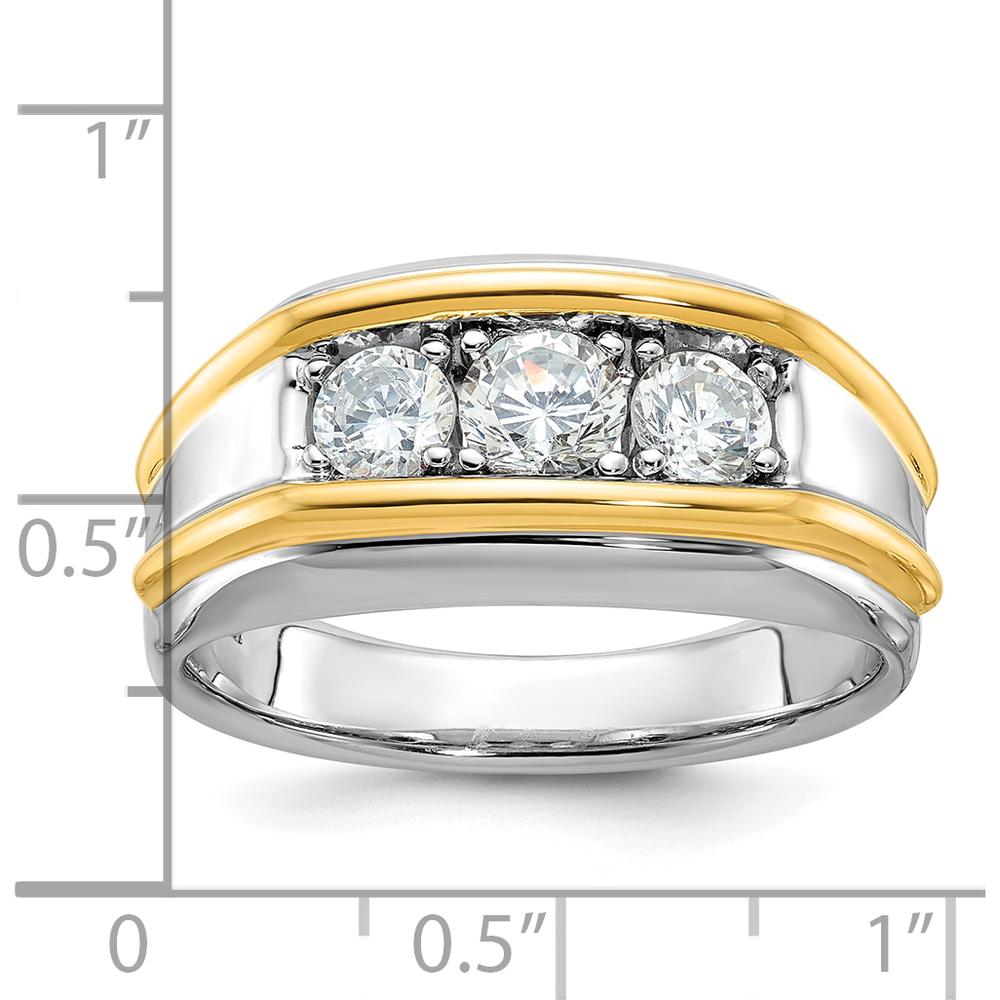14K Two-Tone Men's Diamond Complete Ring with 3 Round Diamonds - 1.01 Carats Total Diamond Weight by IBGoodman