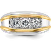 14K Two-Tone Men's Diamond Complete Ring with 3 Round Diamonds - 1.01 Carats Total Diamond Weight by IBGoodman