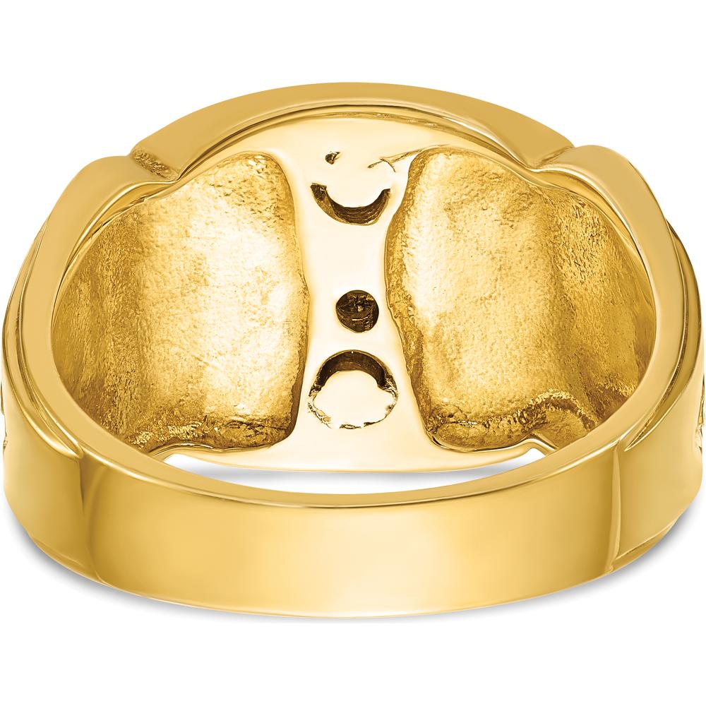 14K Two-Tone Men's Diamond Masonic Ring with Blue and Black Enamel - 0.15 Carats Total Diamond Weight by IBGoodman