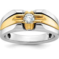 14K Two-Tone Men's Diamond Ring with 0.409 Carats Round Diamond by IBGoodman