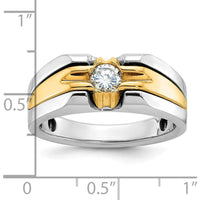 14K Two-Tone Men's Diamond Ring with 0.409 Carats Round Diamond by IBGoodman