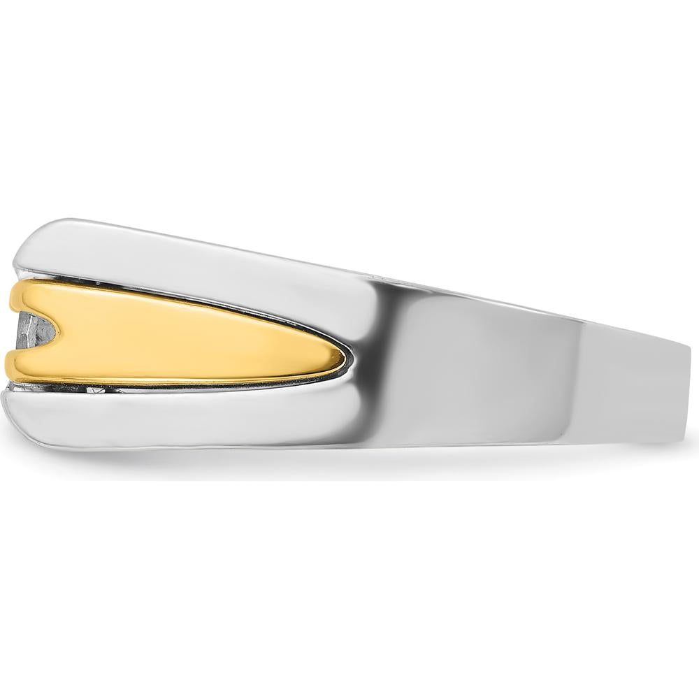 14K Two-Tone Men's Diamond Ring with 0.409 Carats Round Diamond by IBGoodman