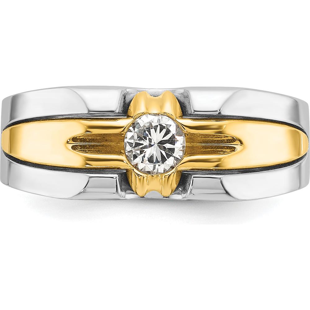 14K Two-Tone Men's Diamond Ring with 0.409 Carats Round Diamond by IBGoodman