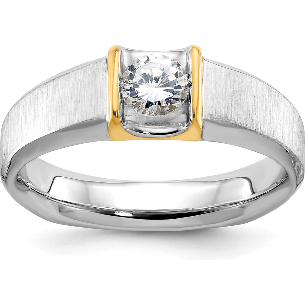 14K Two-Tone Men's Diamond Ring with 0.5 Carats Round Brilliant Diamond by IBGoodman