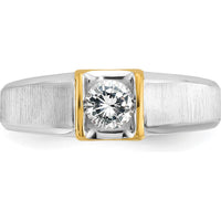 14K Two-Tone Men's Diamond Ring with 0.5 Carats Round Brilliant Diamond by IBGoodman