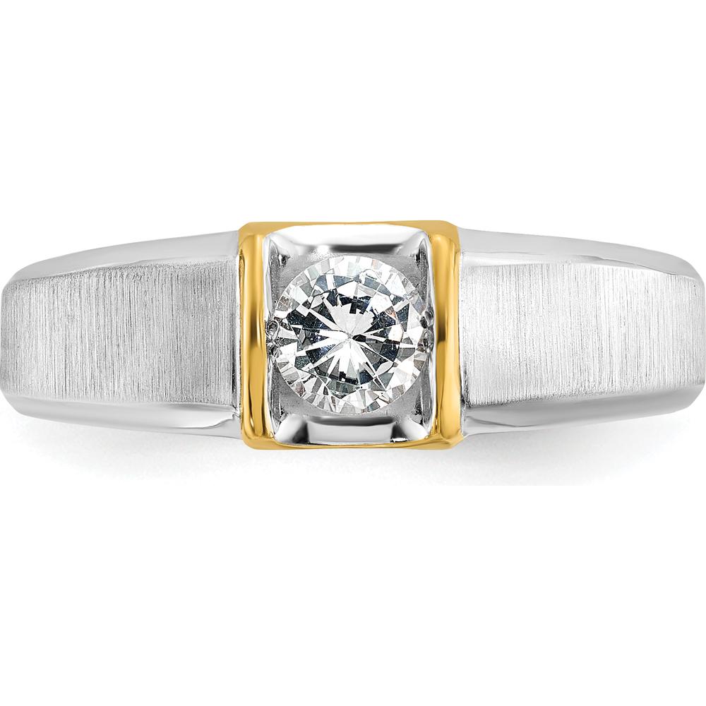 14K Two-Tone Men's Diamond Ring with 0.5 Carats Round Brilliant Diamond by IBGoodman