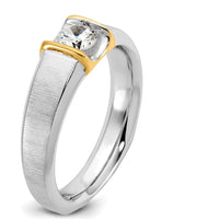 14K Two-Tone Men's Diamond Ring with 0.5 Carats Round Brilliant Diamond by IBGoodman