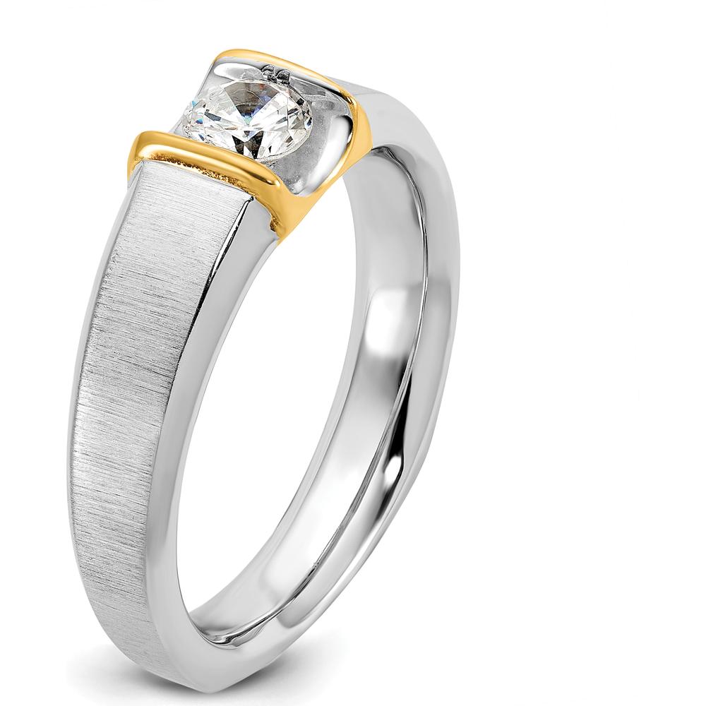 14K Two-Tone Men's Diamond Ring with 0.5 Carats Round Brilliant Diamond by IBGoodman