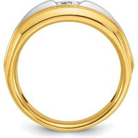 14K Two-Tone Men's Diamond Ring with 1/3 Carat Round Faceted Diamond - 0.35 Carats Total Diamond Weight by IBGoodman