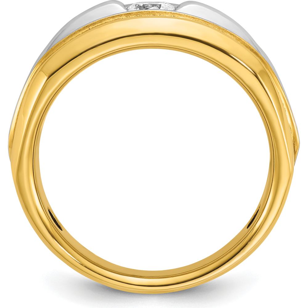 14K Two-Tone Men's Diamond Ring with 1/3 Carat Round Faceted Diamond - 0.35 Carats Total Diamond Weight by IBGoodman