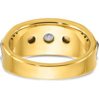 14K Two-Tone Men's Diamond Ring with 1/3 Carat Round Faceted Diamond - 0.35 Carats Total Diamond Weight by IBGoodman